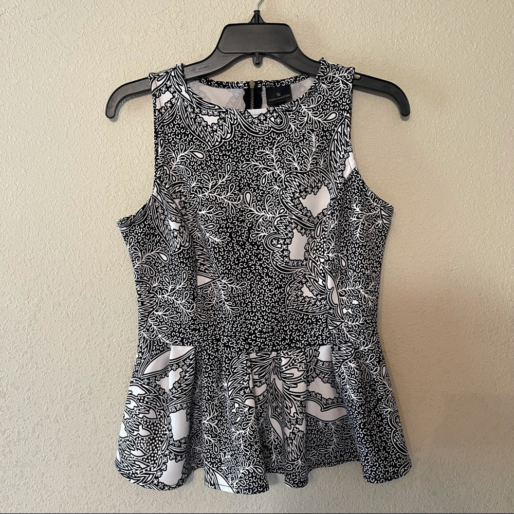 NWT Worthington black/white peplum top